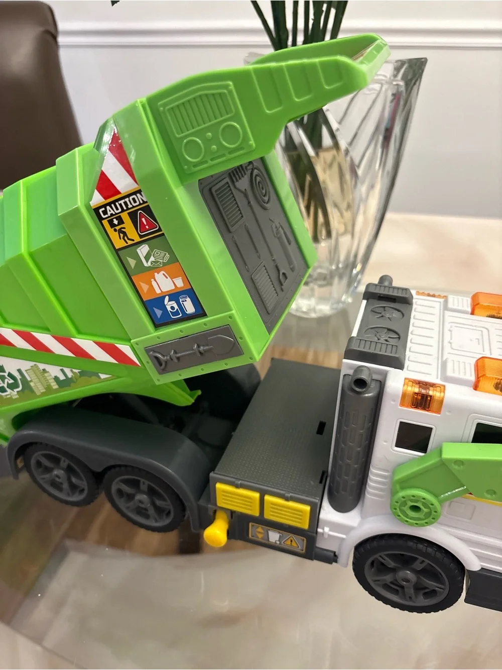 Green & White Recycling Garbage Truck Toy - Kids Toy